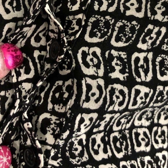 GIORGIO Sant’Angelo - Black & White V-Neck Long Sleeve Top - Size Large - Picture 5 of 7